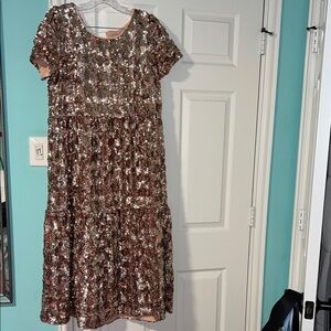 Anthropologie Bronze Sequin Top